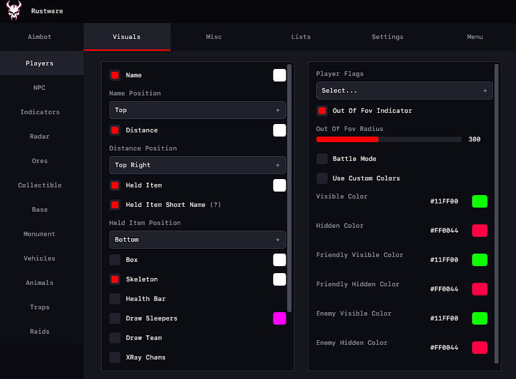 Rustware Menu UI Preview